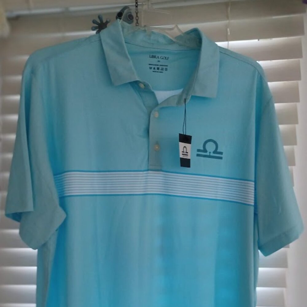 Libra Golf Mens 2XL Performance Polo Shirt Green White Moisture Wicking Athletic